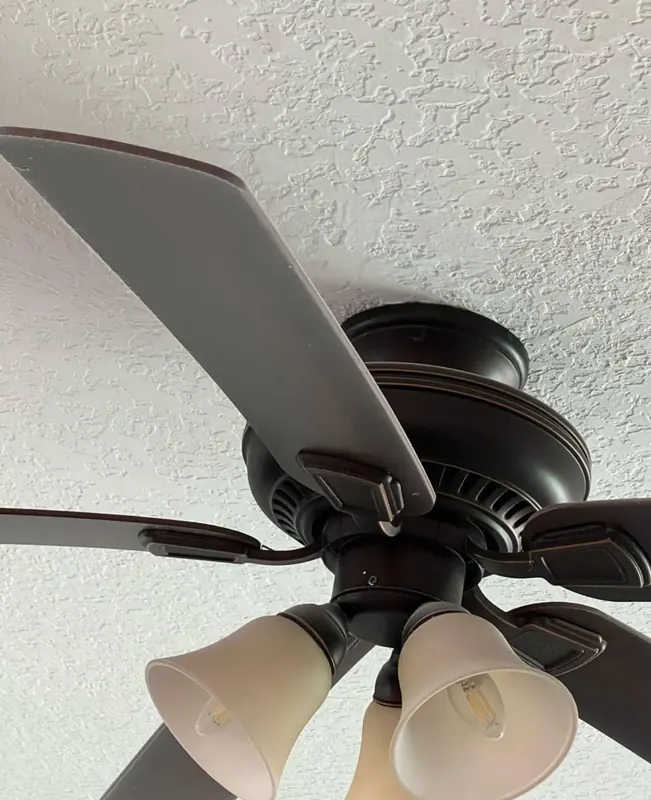 Spotless bronze ceiling fan after deep dusting