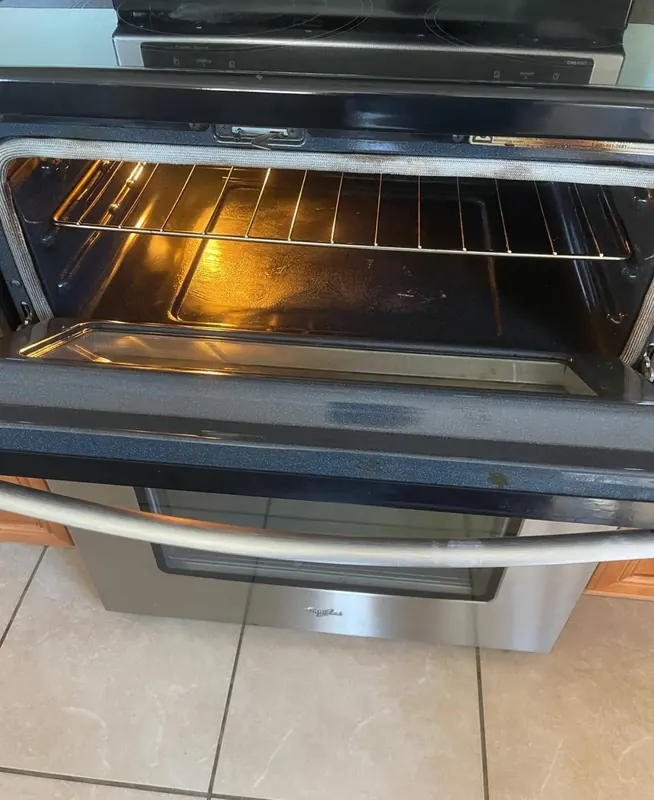 Oven interior cleaned to a glossy finish