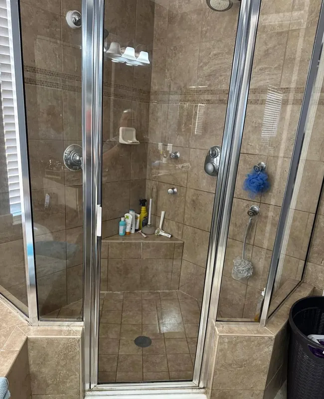 Cleaned and clear glass shower stall